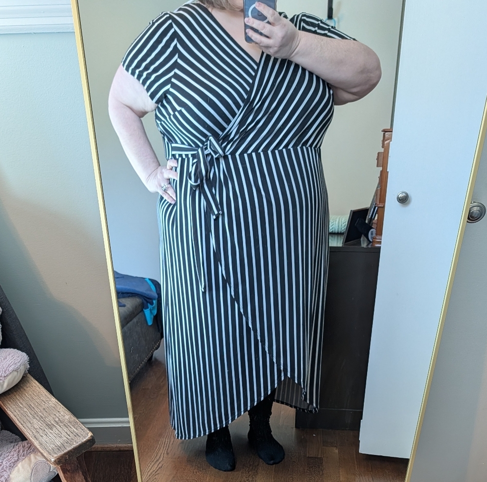 Avenue Black and White Asymmetrical Dress